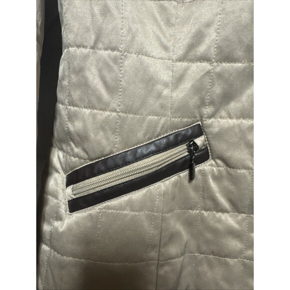 Pendleton Quilted Leather Trim Barn Riding Jacket Coat Beige Tan Zip Women Large - Picture 4 of 11